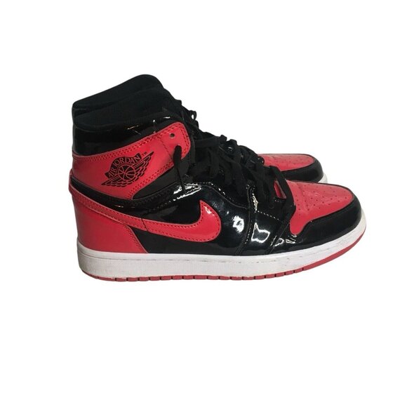 Nike Men's Air Jordan 1 Retro High OG Patent Bred 555088-063 Sneakers Red Sz 7 - Picture 11 of 16